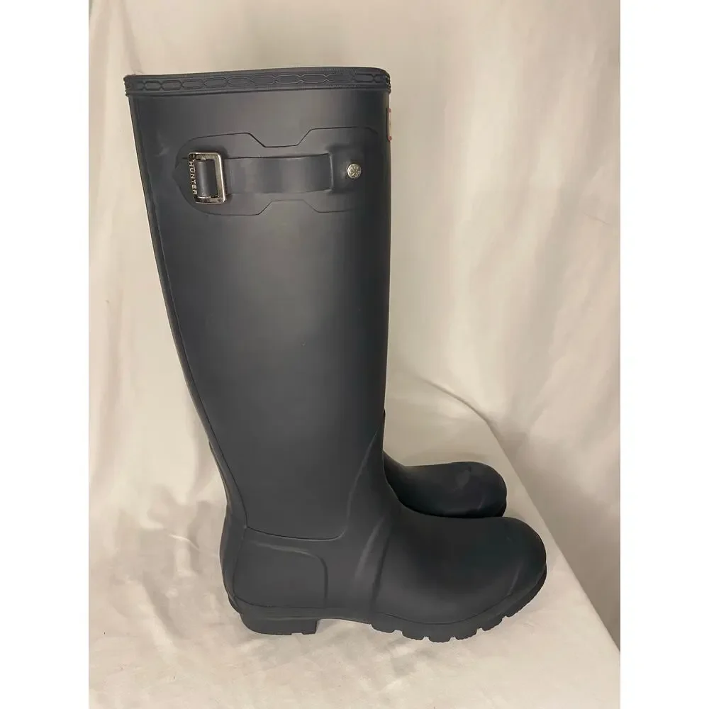 Hunter Original Womens Tall‎ Rain Boots Navy Blue Size 11 Snow Waterproof EUC